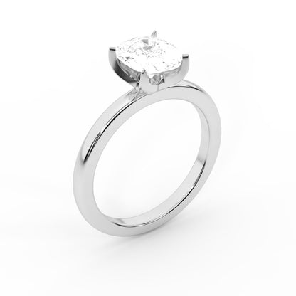 Cushion Cut Lab Grown Diamond Solitaire Engagement Ring in Platinum with Floral Basket Detail