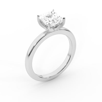 Asscher Cut Lab Grown Diamond Solitaire Engagement Ring in White Gold floral setting