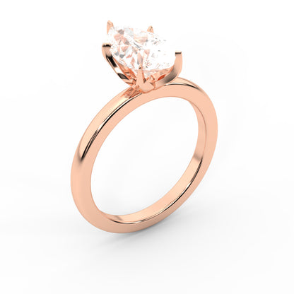Pear Cut Lab Grown Diamond Engagement Ring in Rose Gold showing side profile