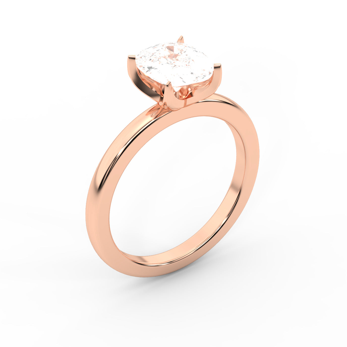 Cushion Cut Lab Grown Diamond Solitaire Engagement Ring in Rose Gold with Floral Basket Detail