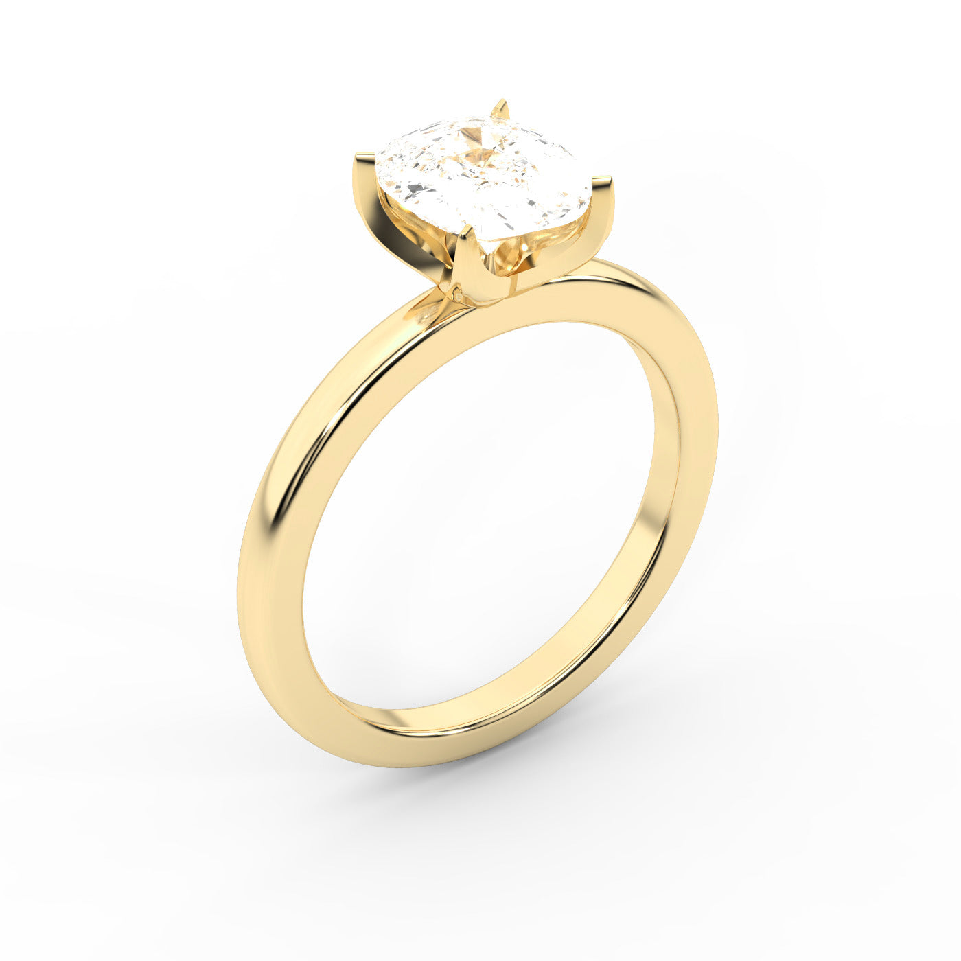 Cushion Cut Lab Grown Diamond Solitaire Engagement Ring in Yellow Gold with Floral Basket Detail