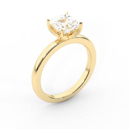 Asscher Cut Lab Grown Diamond Solitaire Engagement Ring in Yellow Gold floral setting