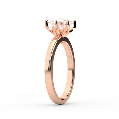 Radiant Cut Lab Grown Diamond Solitaire Engagement Ring in Rose Gold showing side profile