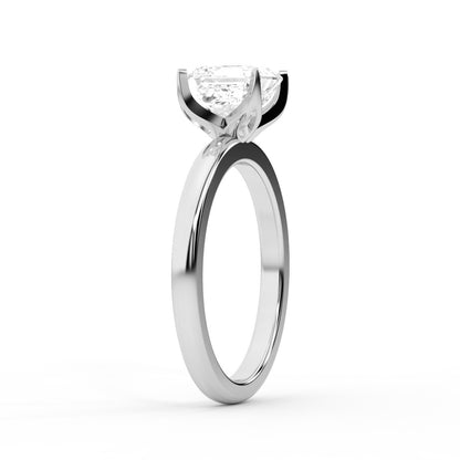 Asscher Cut Lab Grown Diamond Solitaire Engagement Ring in White Gold floral setting