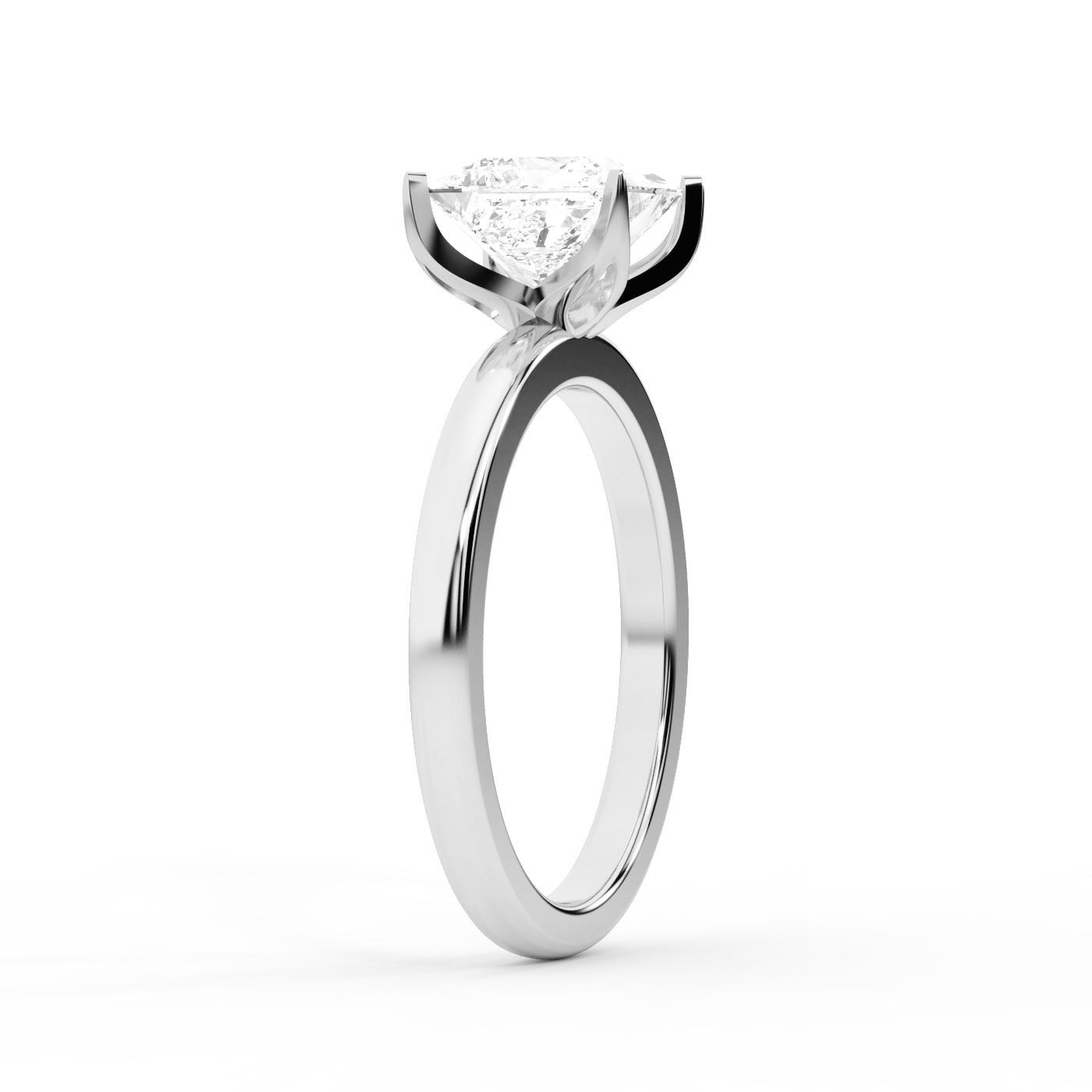 Princess Cut Lab Grown Diamond Solitaire Engagement Ring in Platinum with sleek band.