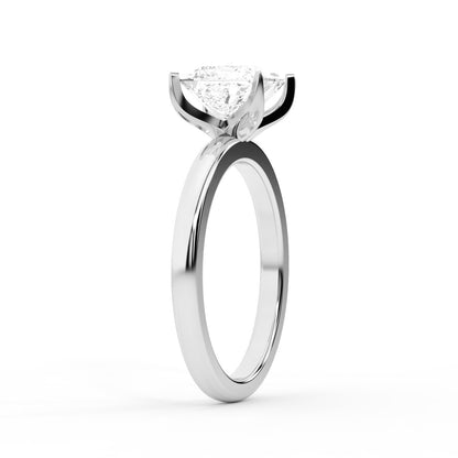 Princess Cut Lab Grown Diamond Solitaire Engagement Ring in White Gold with unique prong setting.
