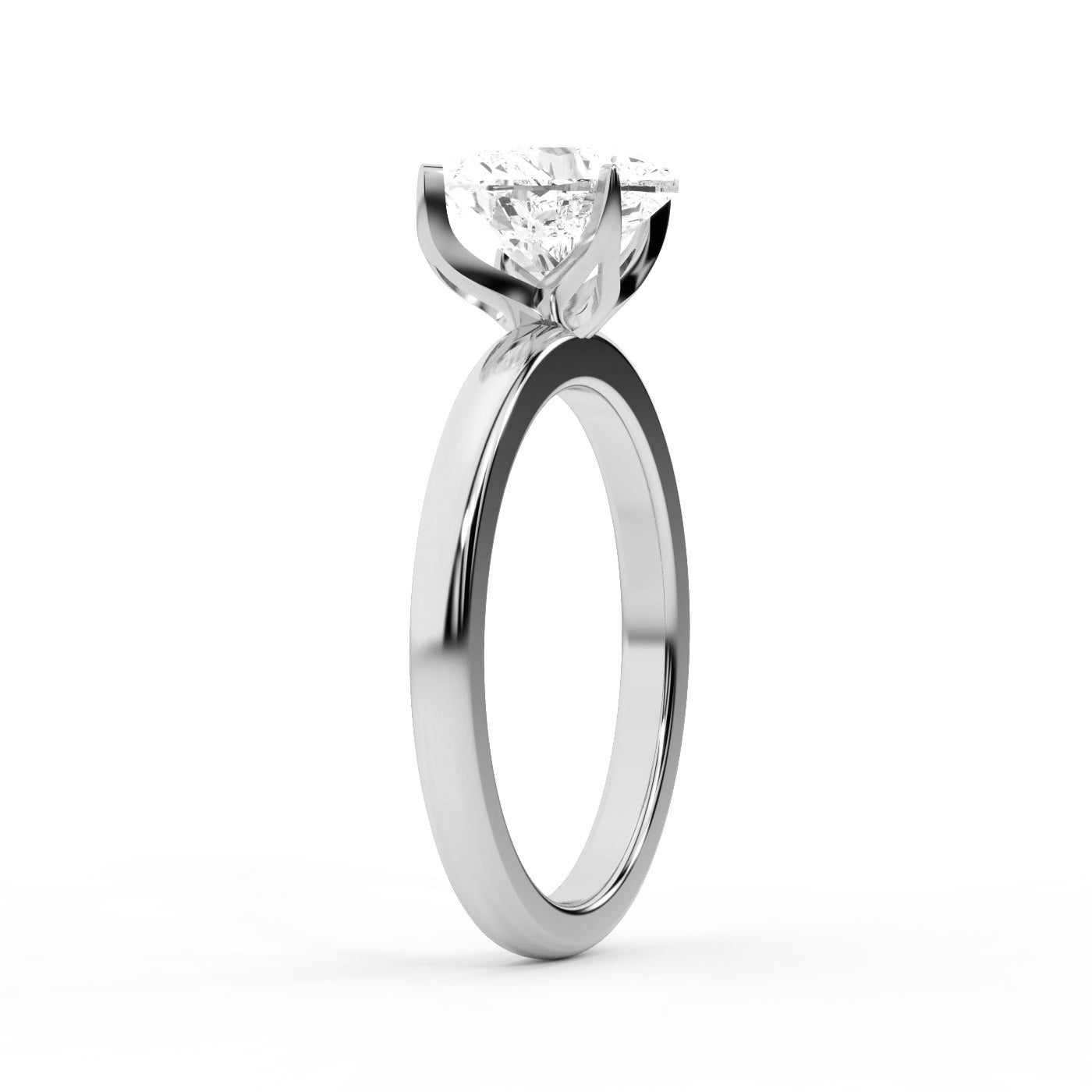 Serena Blossom Heart Cut Lab Grown Diamond Solitaire Engagement Ring in White Gold with six prongs
