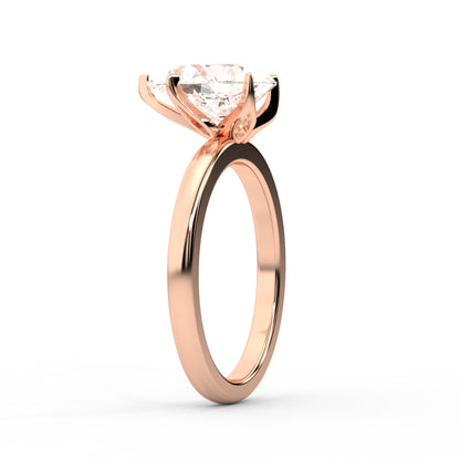 Pear Cut Lab Grown Diamond Engagement Ring in Rose Gold showing side profile