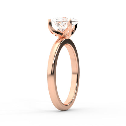 Serena Blossom Heart Cut Lab Grown Diamond Solitaire Engagement Ring in Rose Gold showing side profile