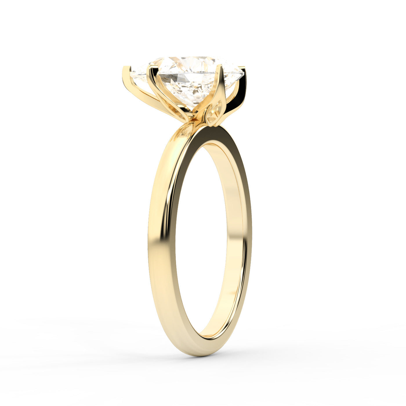 Pear Cut Lab Grown Diamond Engagement Ring in Yellow Gold with six prongs