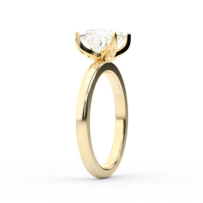 Princess Cut Lab Grown Diamond Solitaire Engagement Ring in Yellow Gold showing floral basket detail.