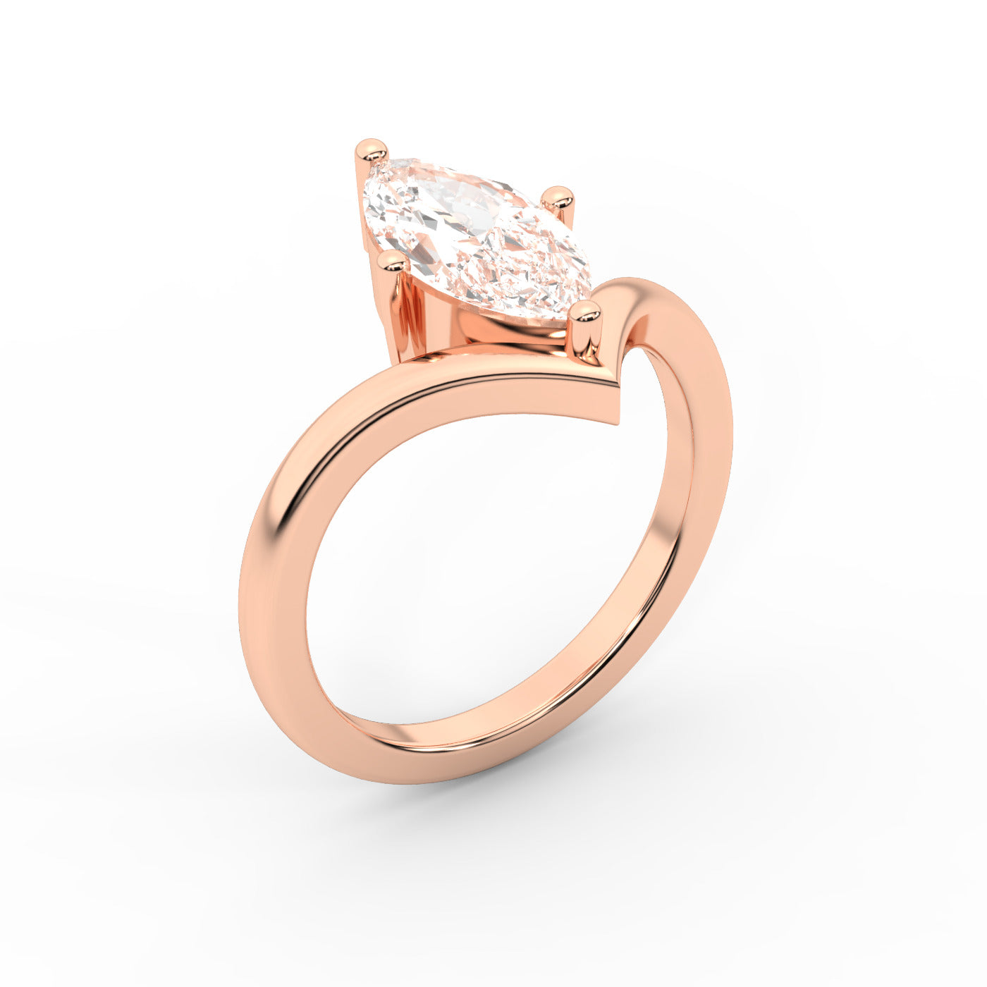 Marquise Cut Lab Grown Diamond Chevron Engagement Ring in Rose Gold