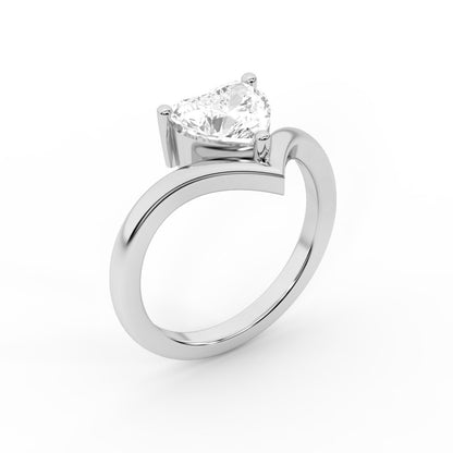 Evelyn Chevron Solitaire Ring featuring a Heart Cut Lab Grown Diamond in Silver