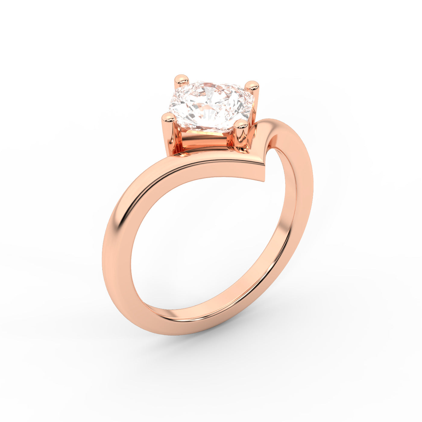 Asscher Cut Lab Grown Diamond Chevron Solitaire Engagement Ring in Rose Gold
