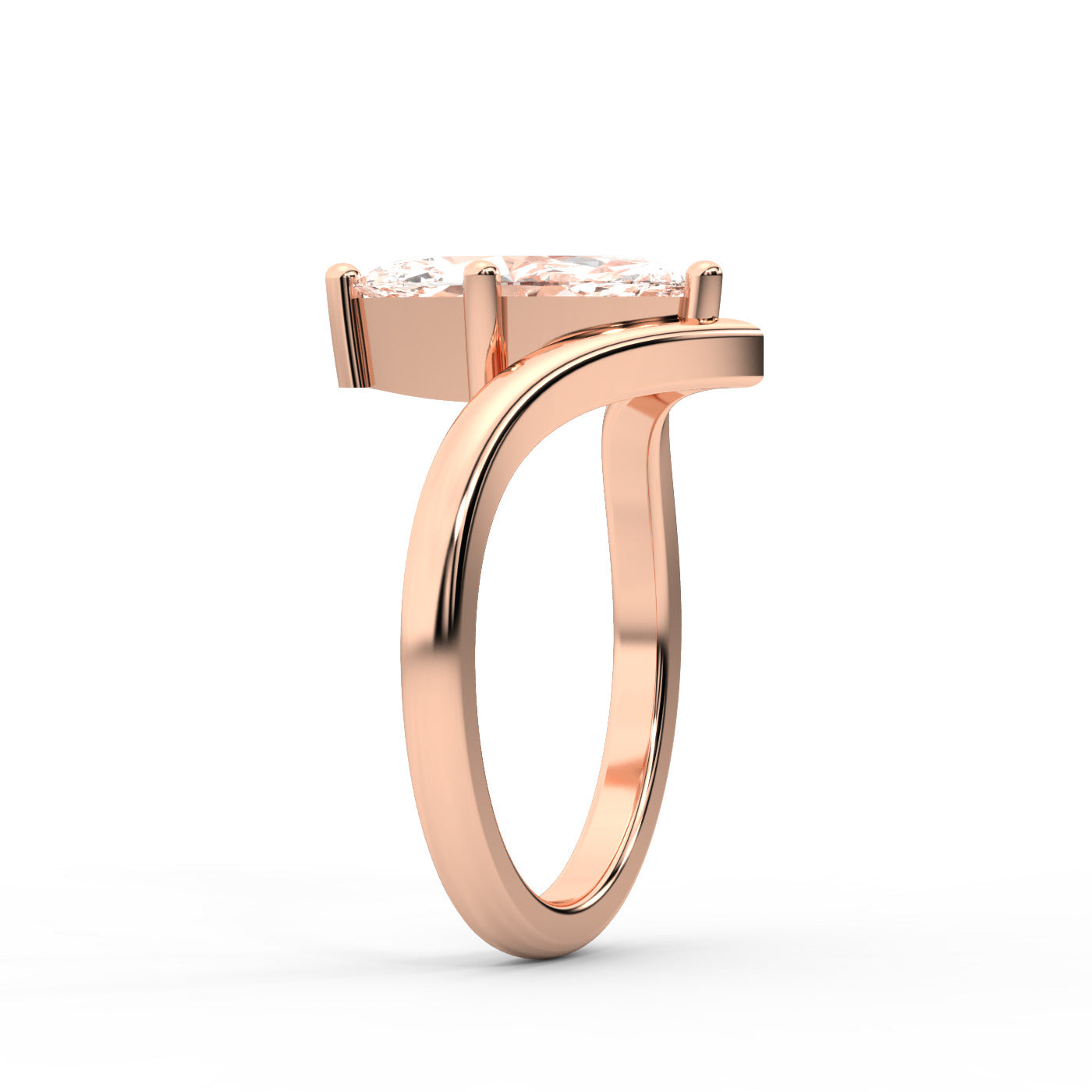 Marquise Cut Lab Grown Diamond Chevron Engagement Ring in Rose Gold