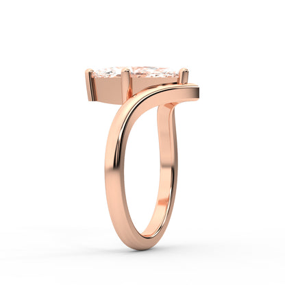 Marquise Cut Lab Grown Diamond Chevron Engagement Ring in Rose Gold