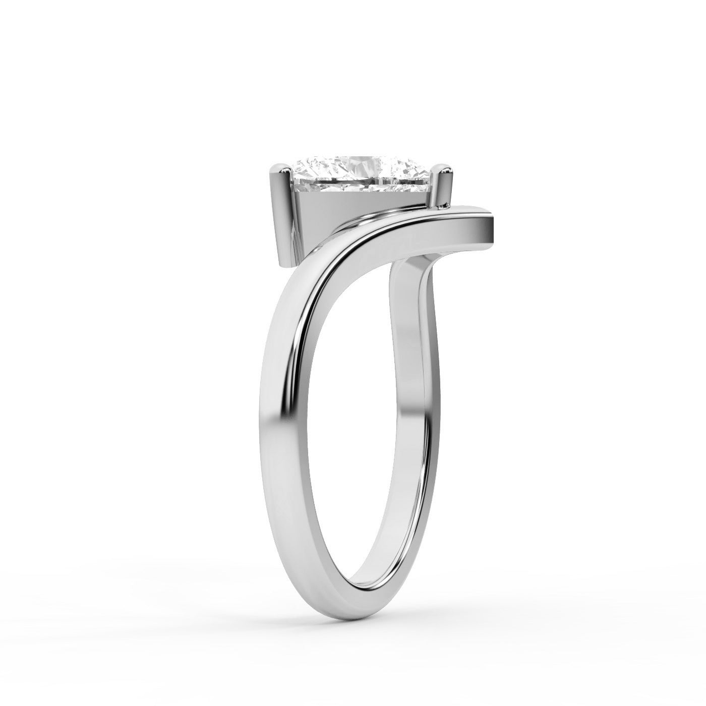 Evelyn Chevron Solitaire Ring featuring a Heart Cut Lab Grown Diamond in Silver
