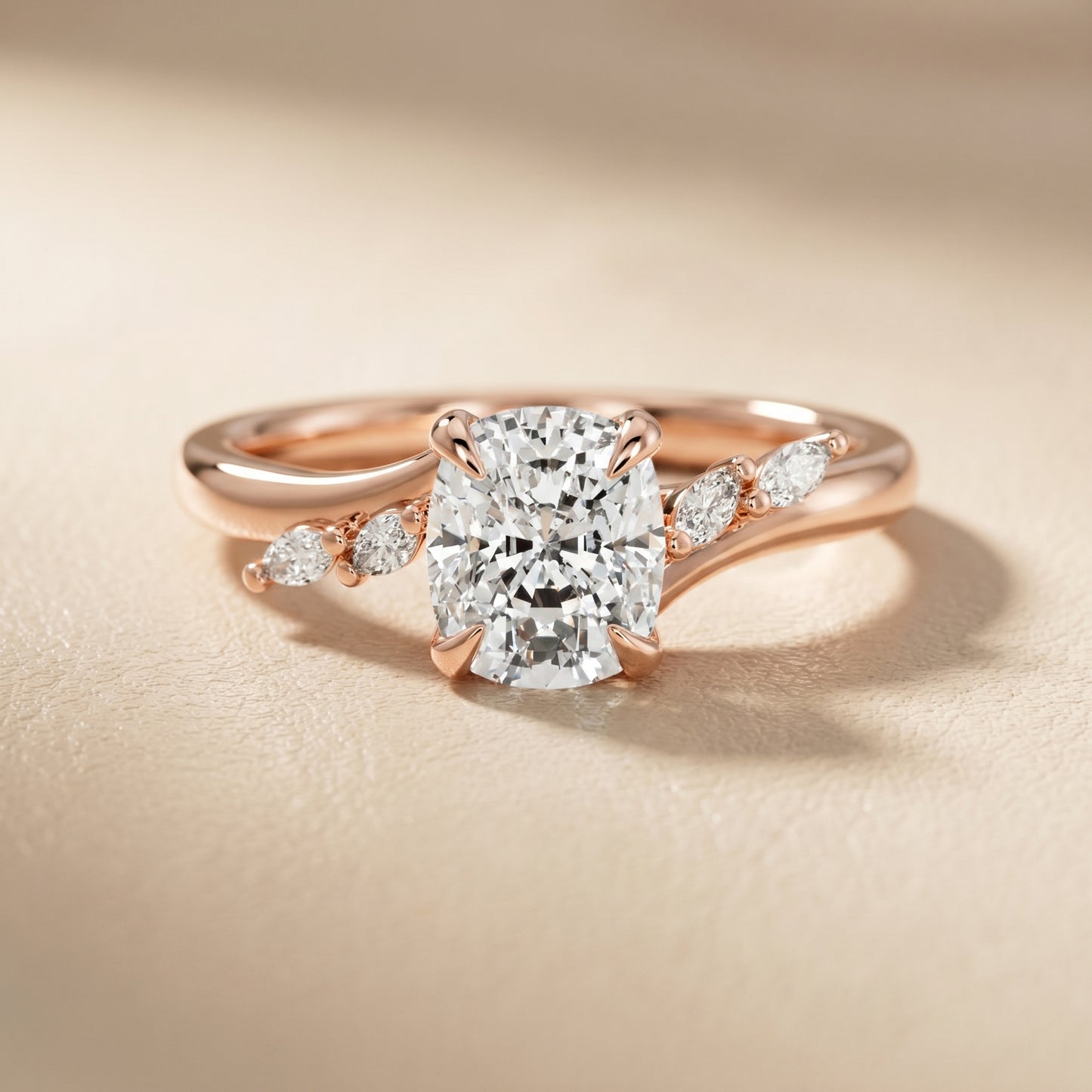Cushion Cut Lab Grown Diamond Ring in Rose Gold