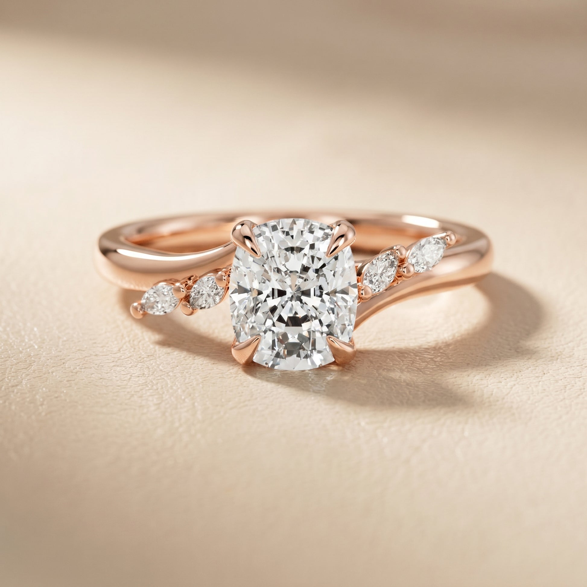 Cushion Cut Lab Grown Diamond Ring in Rose Gold