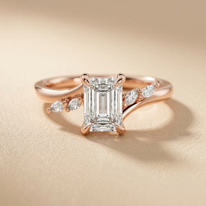 Emerald Cut Lab Grown Diamond Ring in Rose Gold