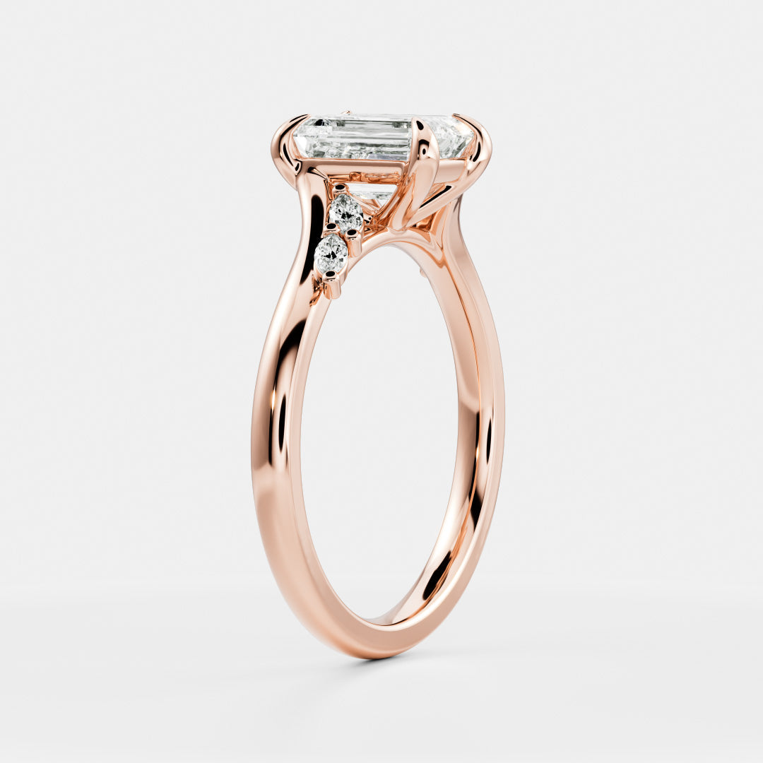 Emerald Cut Lab Grown Diamond Ring in Rose Gold