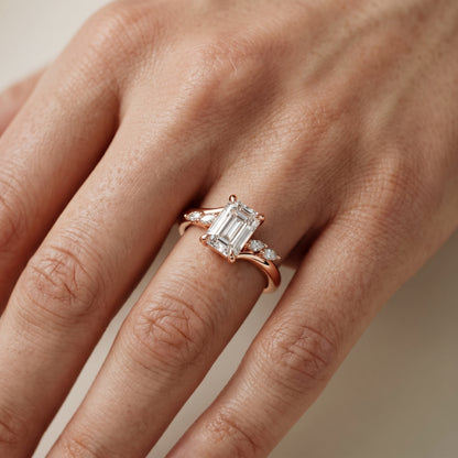 Emerald Cut Lab Grown Diamond Ring in Rose Gold
