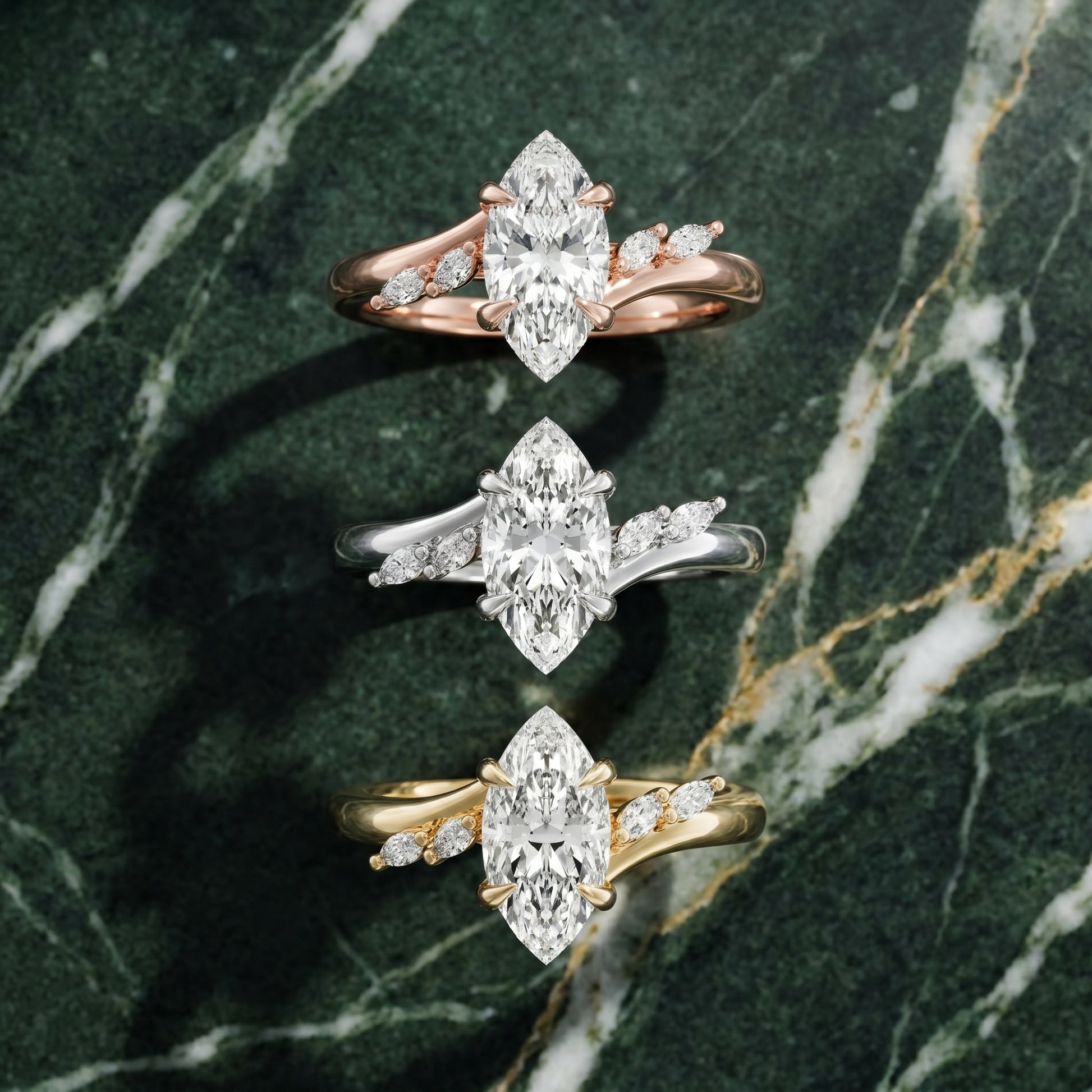 Marquise Cut Lab Grown Diamond Ring in Rose Gold