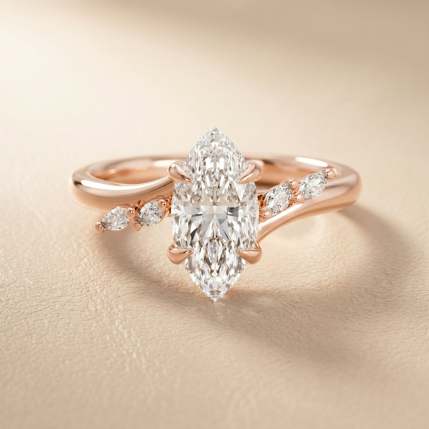 Marquise Cut Lab Grown Diamond Ring in Rose Gold