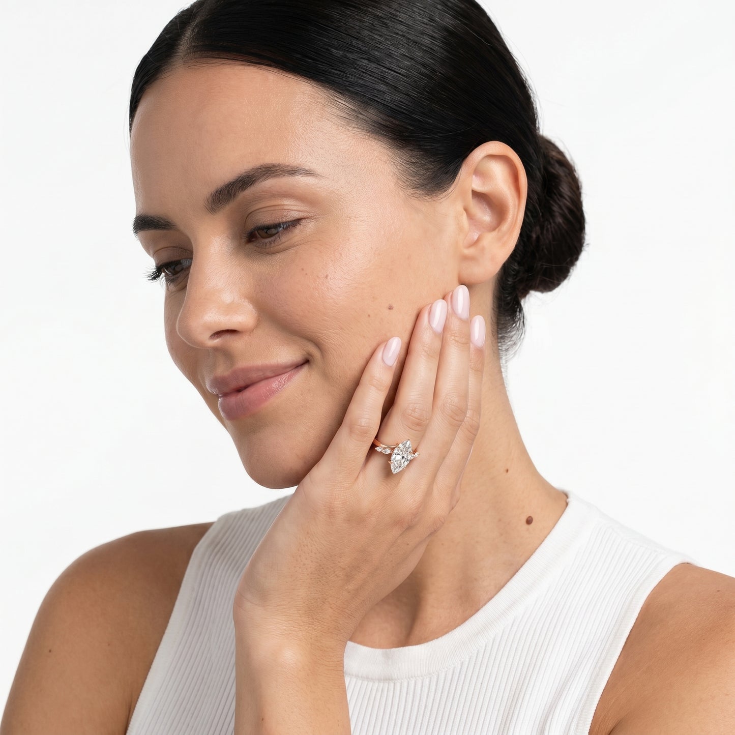 Marquise Cut Lab Grown Diamond Ring in Rose Gold