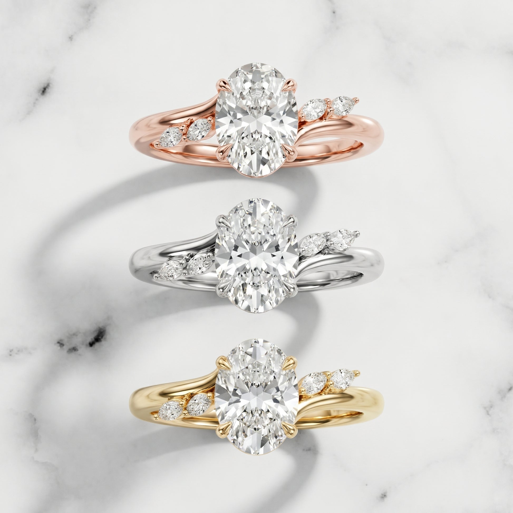 Oval Cut Lab Grown Diamond Ring in Rose Gold