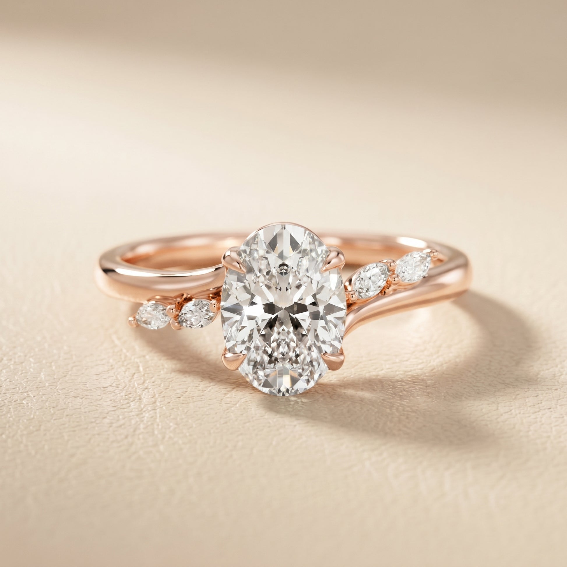 Oval Cut Lab Grown Diamond Ring in Rose Gold