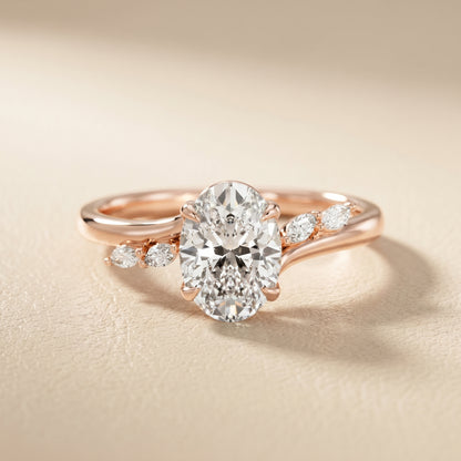 Oval Cut Lab Grown Diamond Ring in Rose Gold
