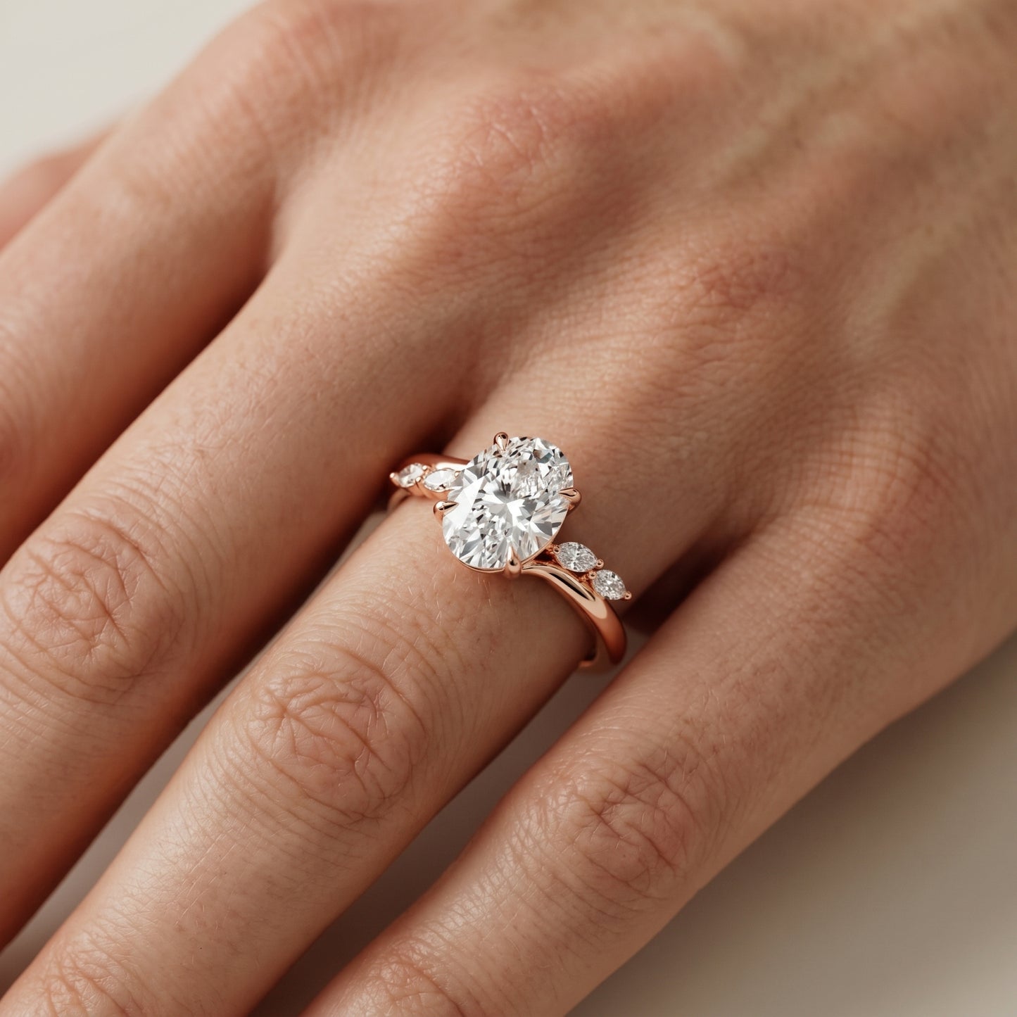 Oval Cut Lab Grown Diamond Ring in Rose Gold