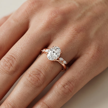 Oval Cut Lab Grown Diamond Ring in Rose Gold