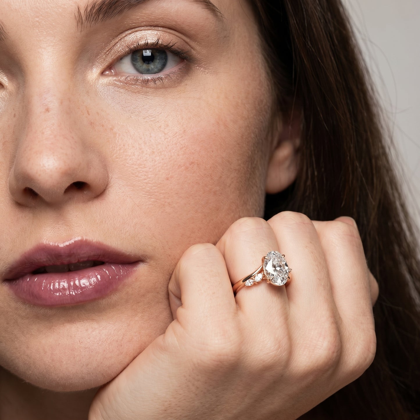 Oval Cut Lab Grown Diamond Ring in Rose Gold