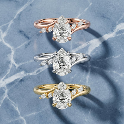 Pear Cut Lab Grown Diamond Ring in Rose Gold