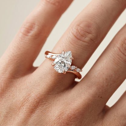 Pear Cut Lab Grown Diamond Ring in Rose Gold
