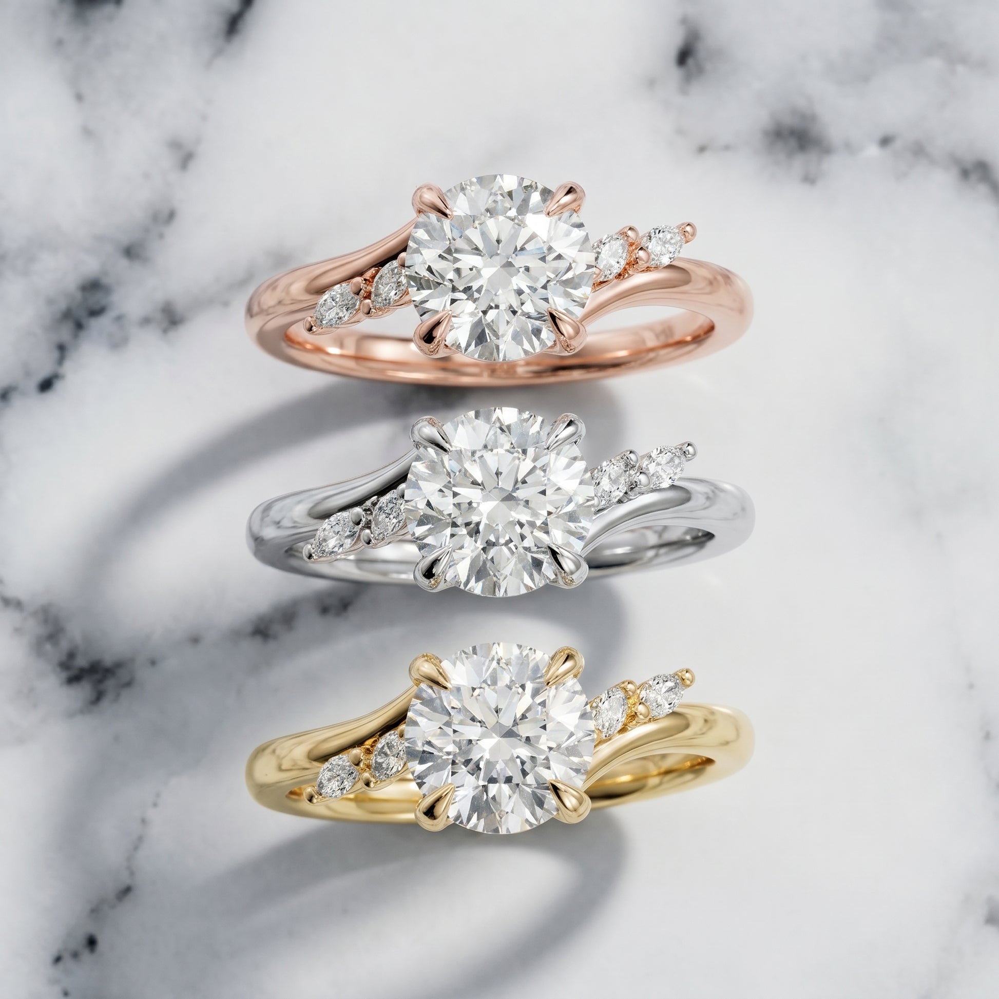 Round Cut Lab Grown Diamond Ring in Rose Gold