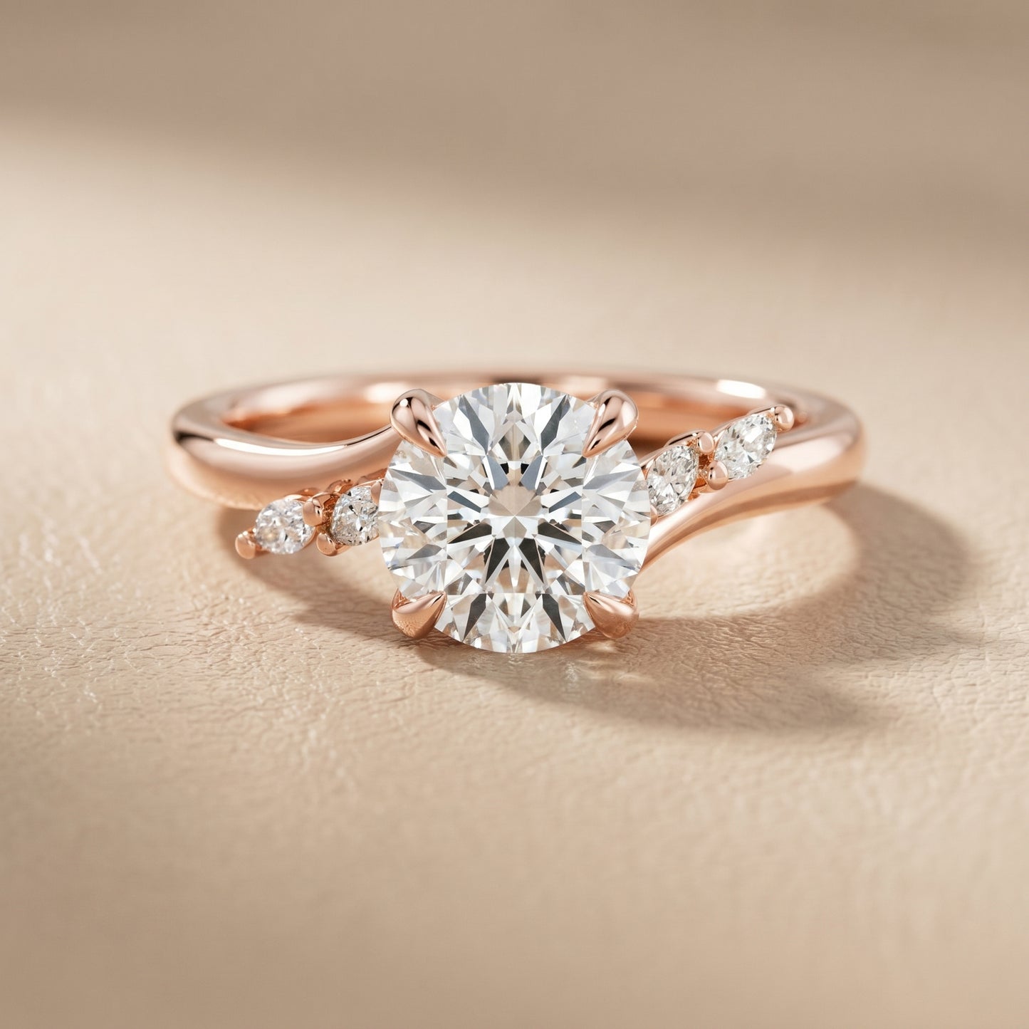 Round Cut Lab Grown Diamond Ring in Rose Gold