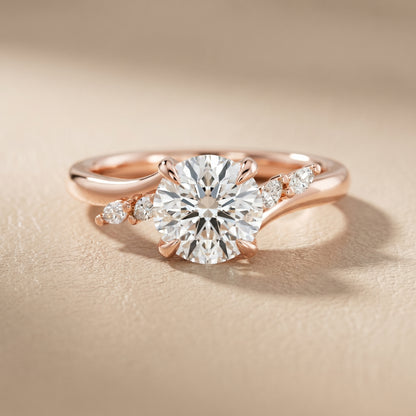 Round Cut Lab Grown Diamond Ring in Rose Gold