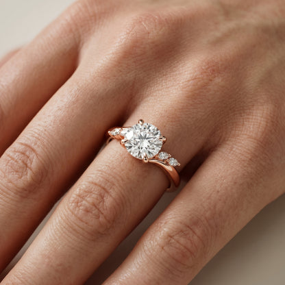 Round Cut Lab Grown Diamond Ring in Rose Gold