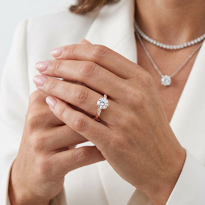 Round Cut Lab Grown Diamond Ring in Rose Gold