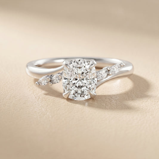 Cushion Cut Lab Grown Diamond Ring in White Gold
