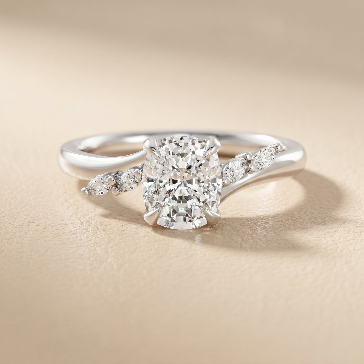 Cushion Cut Lab Grown Diamond Ring in Platinum