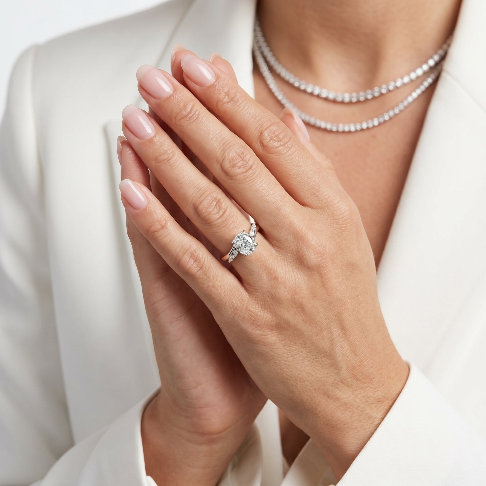 Cushion Cut Lab Grown Diamond Ring in Platinum