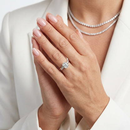 Cushion Cut Lab Grown Diamond Ring in Platinum