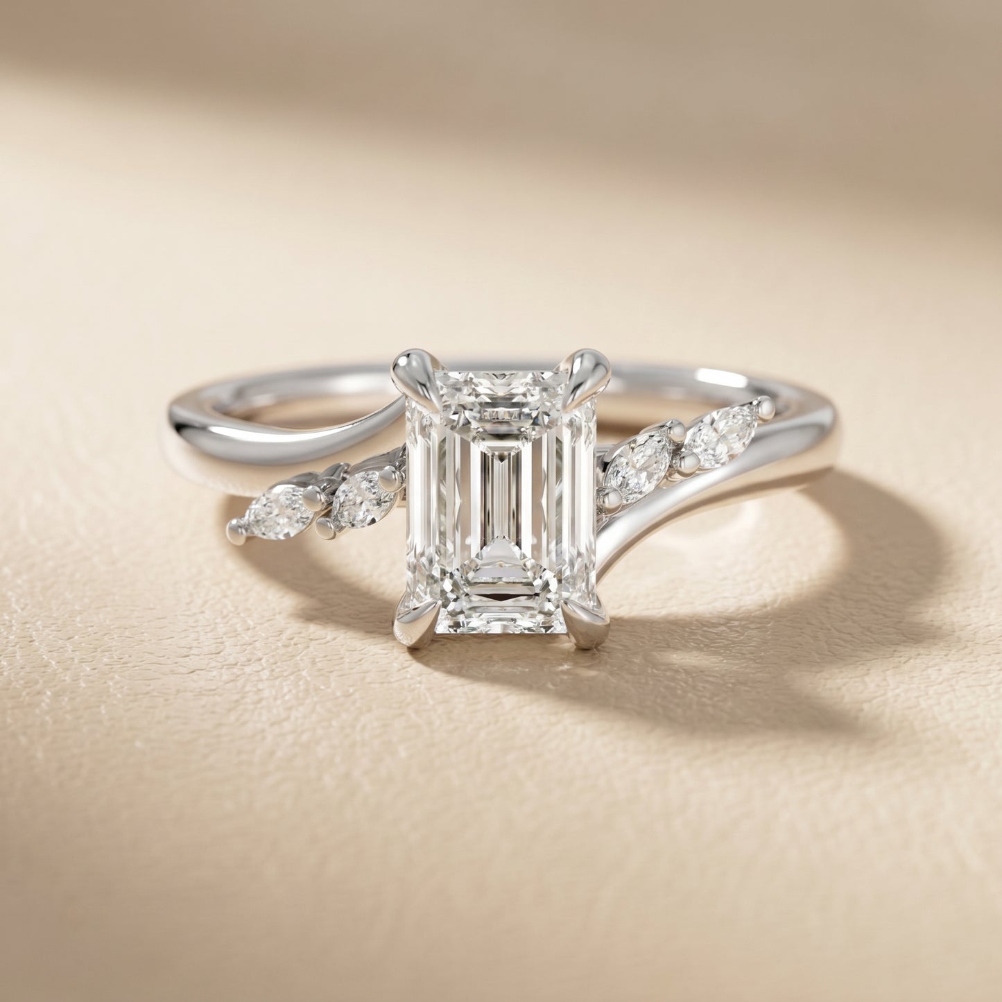 Emerald Cut Lab Grown Diamond Ring in Platinum