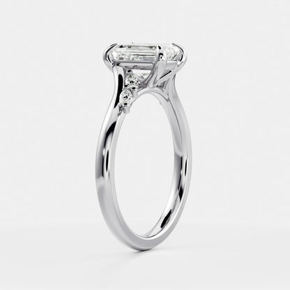 Emerald Cut Lab Grown Diamond Ring in Silver