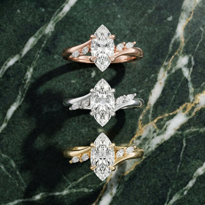 Marquise Cut Lab Grown Diamond Ring in White Gold