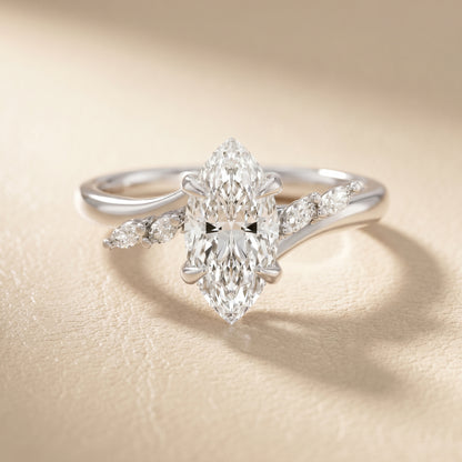 Marquise Cut Lab Grown Diamond Ring in White Gold